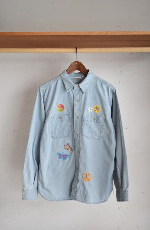 "HAVE A GRATEFUL DAY" embroidery shirts -l.blue- 
