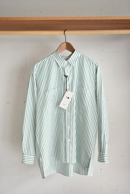 「amne」pima stripe covered shirts -green-