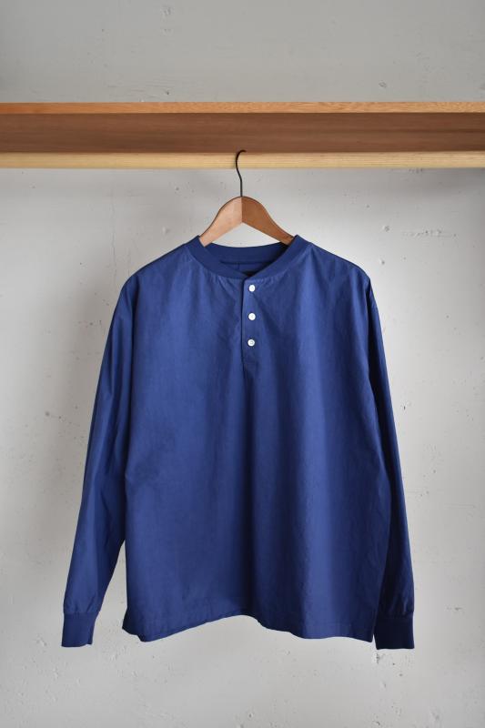 「maillot」rib cotton henley shirt -navy-