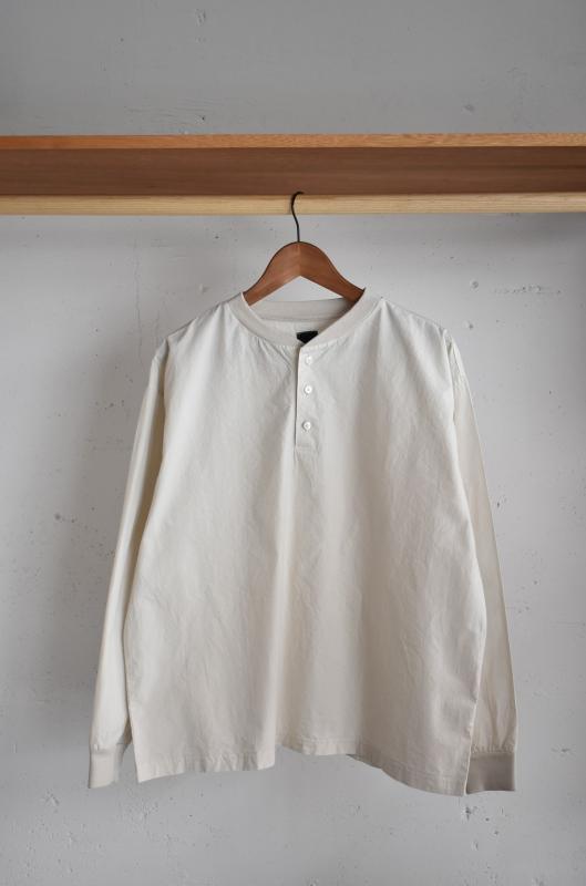「maillot」rib cotton henley shirt -off white-