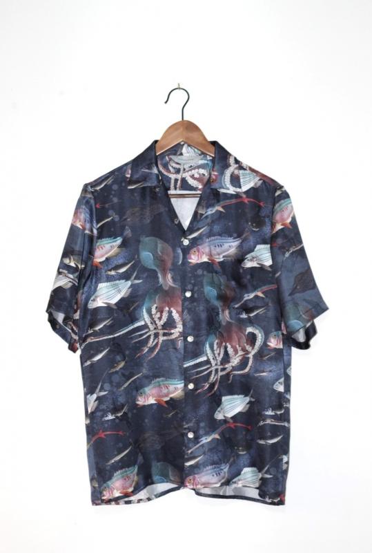 「NIPOALOHA」silk s/s aloha shirt  諸魚図 -深海-