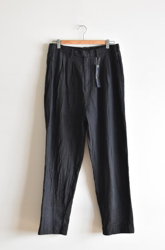 「modem design」linen pants -black-