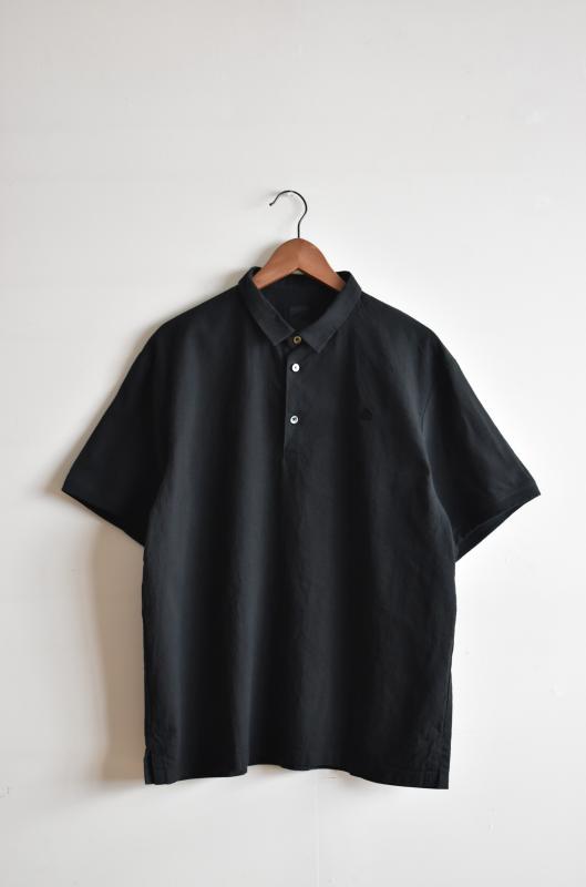 「maillot」linen rich polo shirt-tee -black-