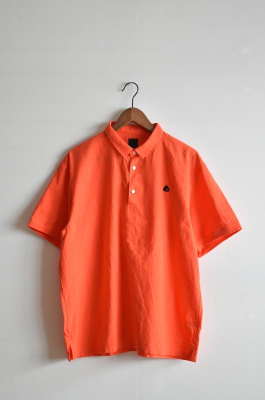 「maillot」linen rich polo shirt-tee -orange red-