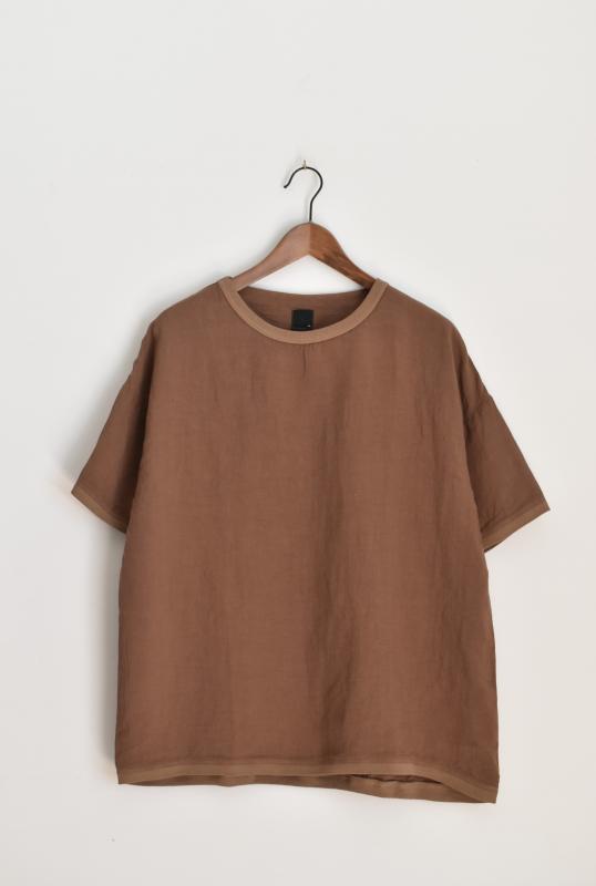 「maillot」linen shirt-Tee -brown- (women)