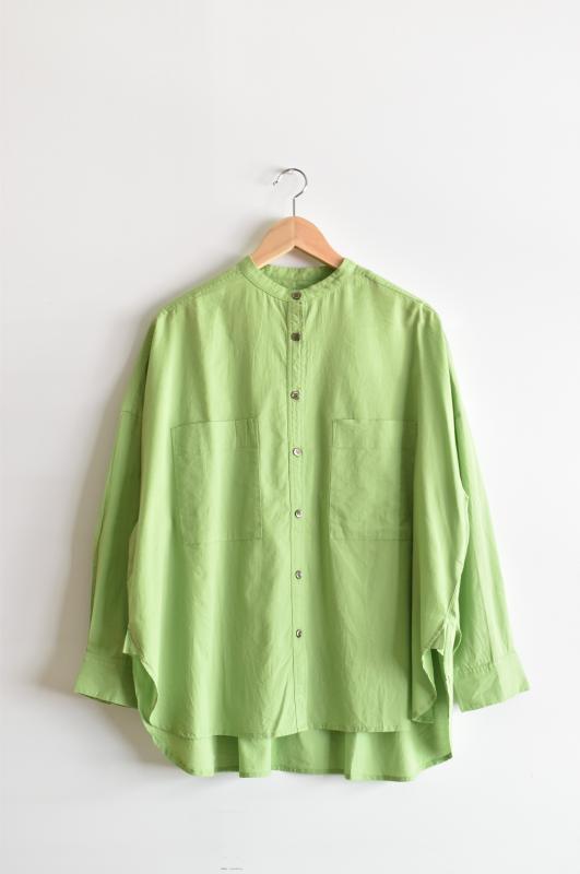 「lil nina」stand collar over shirt -green- (women)