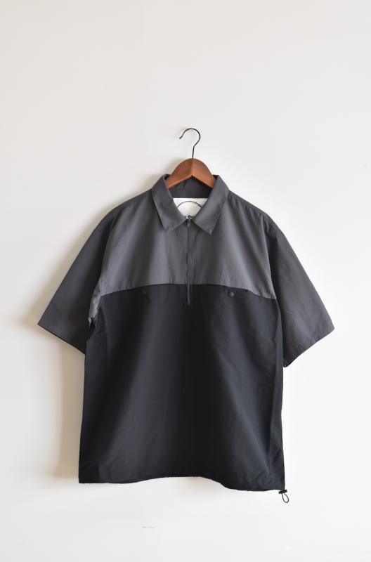 「BURLAP OUTFITTER」s/s half zip shirt -d.ccl/blk-