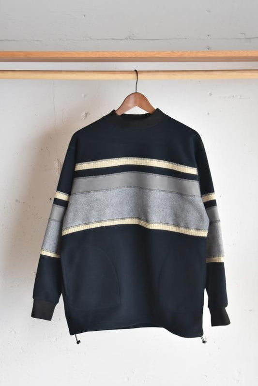 "BURLAP OUTFITTER" rugby stripe fleece top -black- 