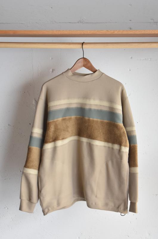 「BURLAP OUTFITTER」rugby stripe fleece top -tan-