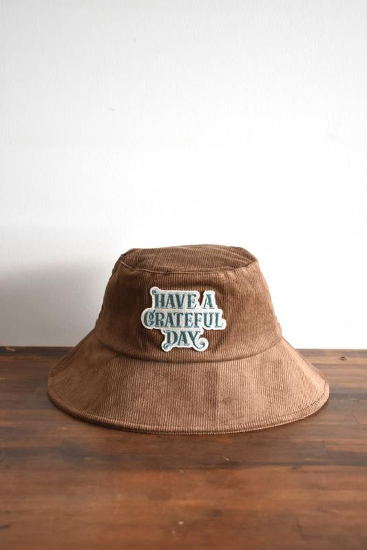 「HAVE A GRATEFUL DAY」corduroy hat -brown-