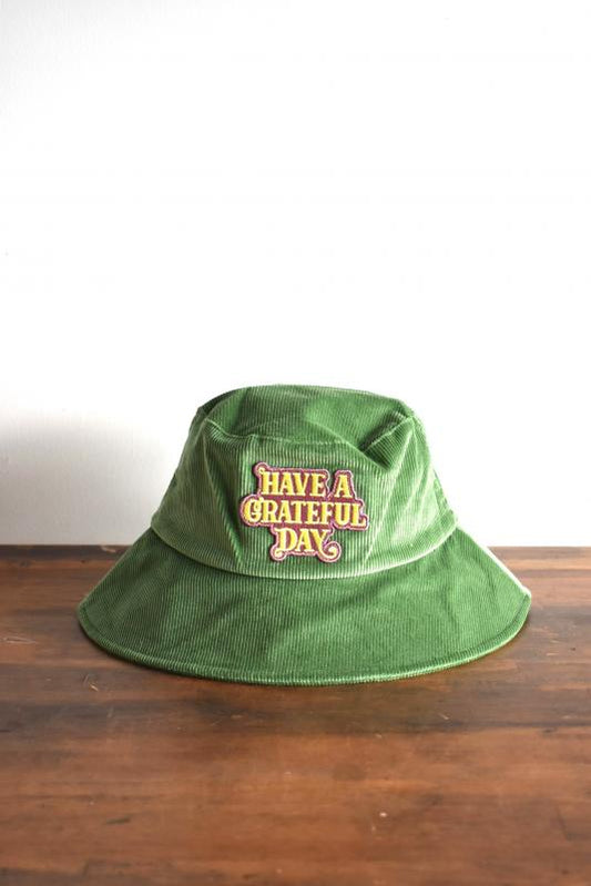 「HAVE A GRATEFUL DAY」corduroy hat -green-
