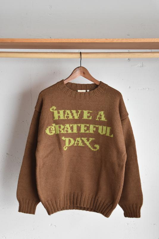 "HAVE A GRATEFUL DAY" logo knit -chestnut- 