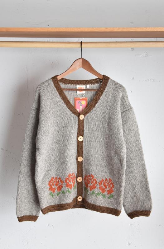 "HAVE A GRATEFUL DAY" knit cardigan -gray- 