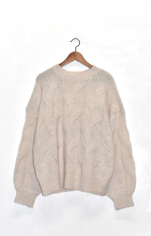 "hunch" low gauge cable knit -beige- (women) 