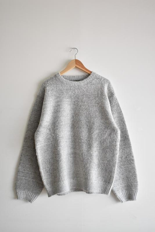 "TOWN CRAFT" shaggy solid crew sweater -gray- 