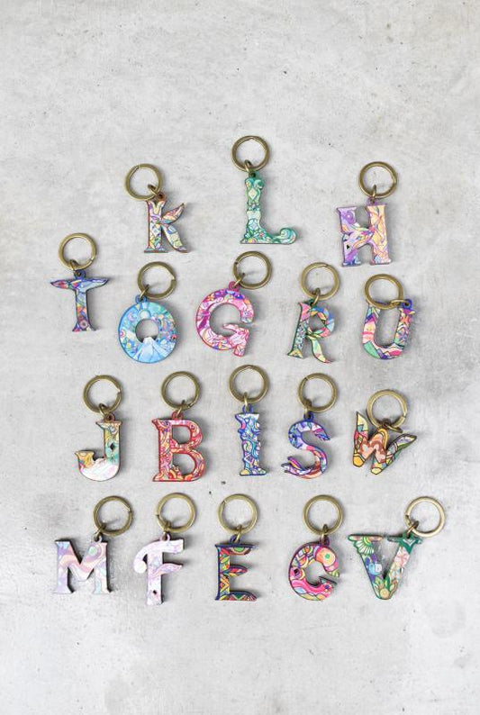 "meju" alphabet key ring 