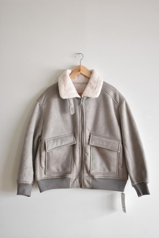 "hunch" eco mouton zip blouson-grayish beige-(women 