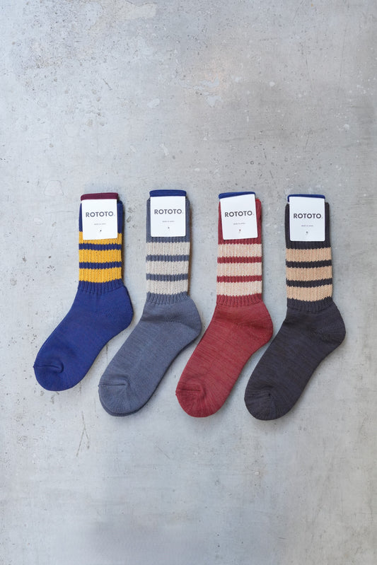 「ROTOTO」coarse ribbed crew socks "collage colors"
