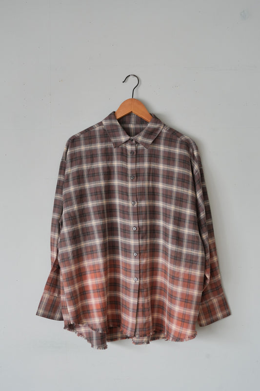 「hunch」gradient check shirt -brown-