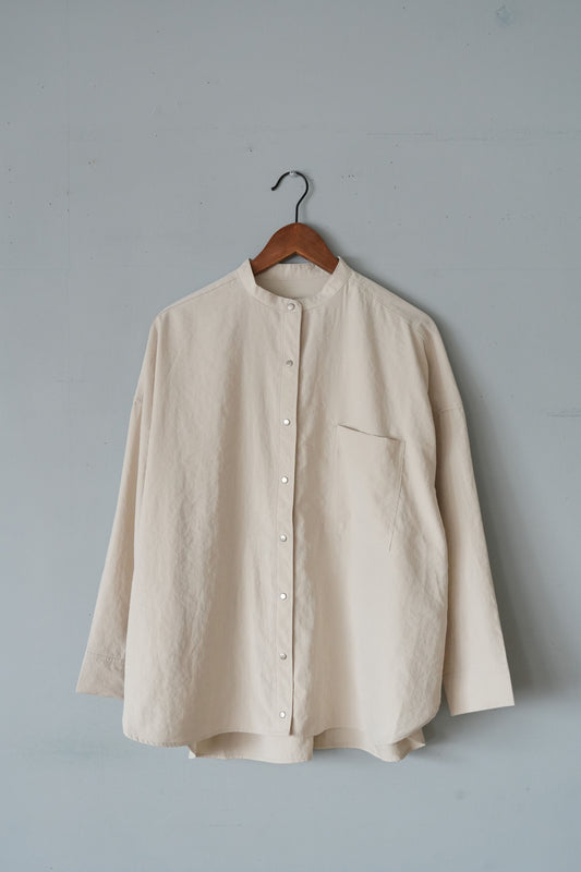 「hunch」peach suede band collar shirt -ivory-