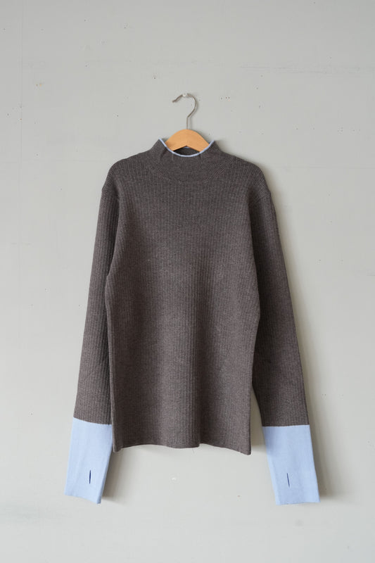 「hunch」YAWAMOCHI ribbed high neck knit -charcoal-
