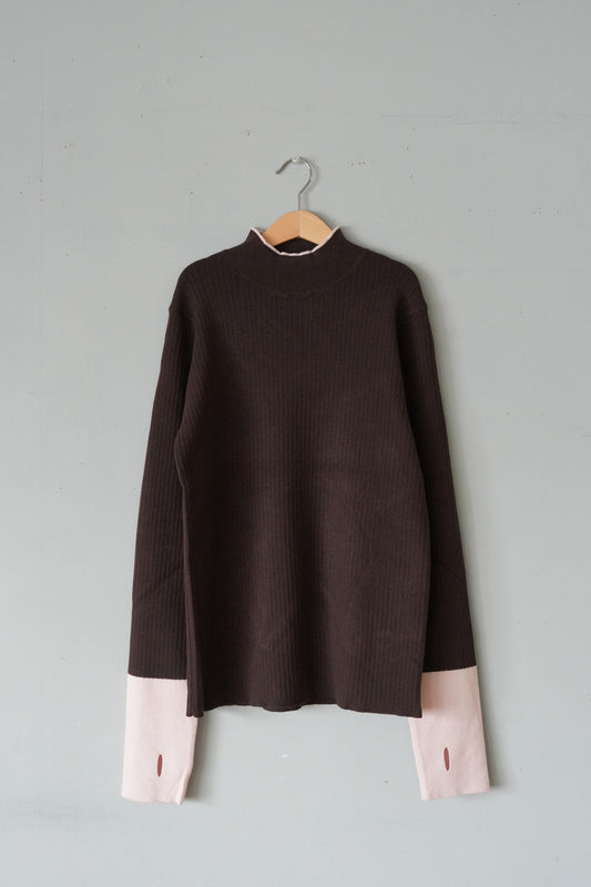 「hunch」YAWAMOCHI ribbed high neck knit -brown-