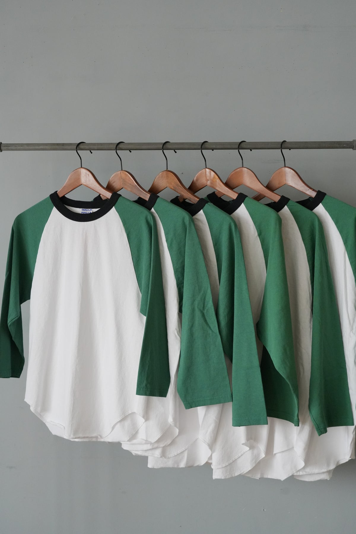 「walla walla sport」3/4 baseball Tee 3-tone -green/black-