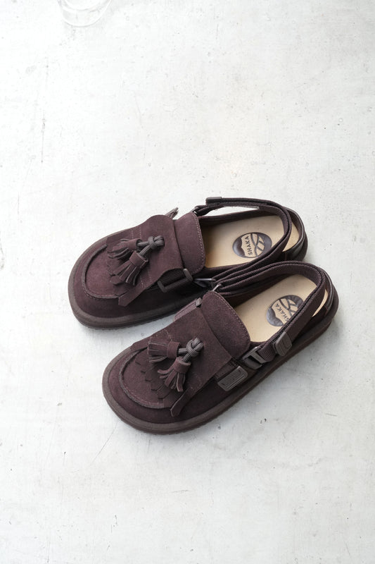 「SHAKA」moc mule tussel suede -d.brown-
