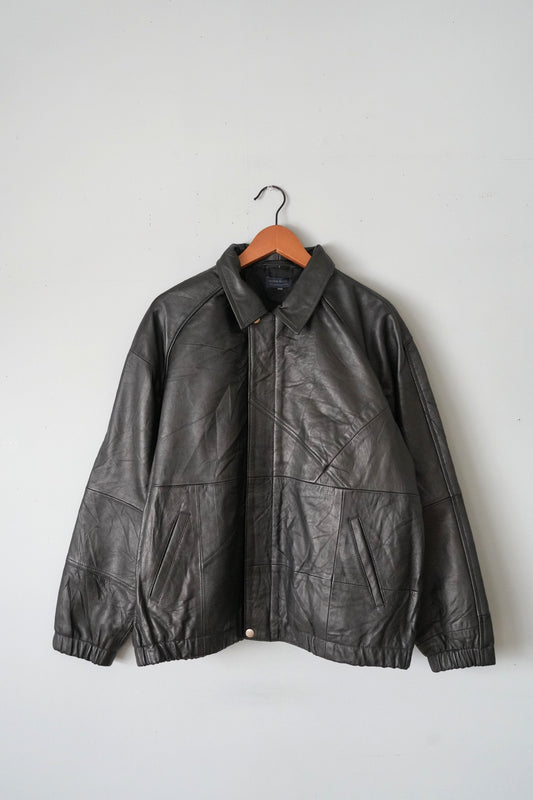「modem design」reproduct leather drizzler jacket