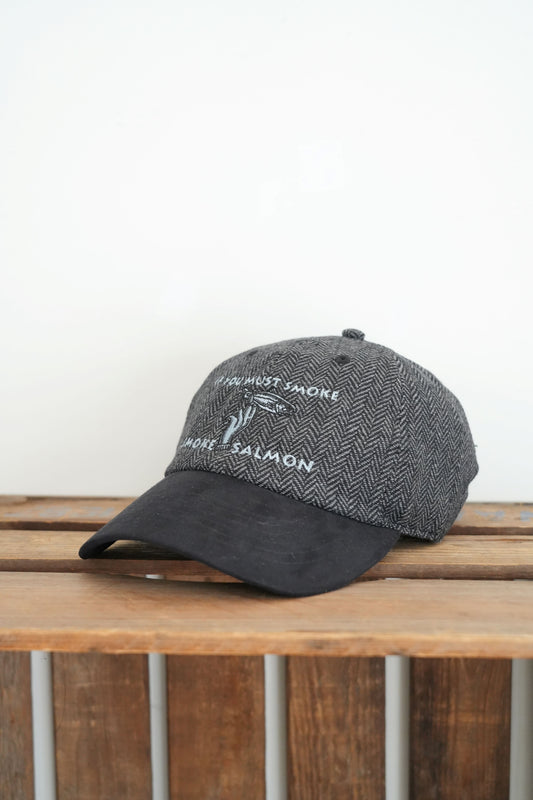 「ray troll」smoke salmon herringbone wool 6panel cap -black-