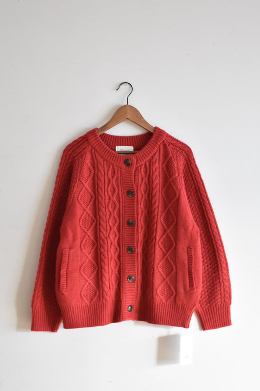 「noia」cable knit cardigan -red-