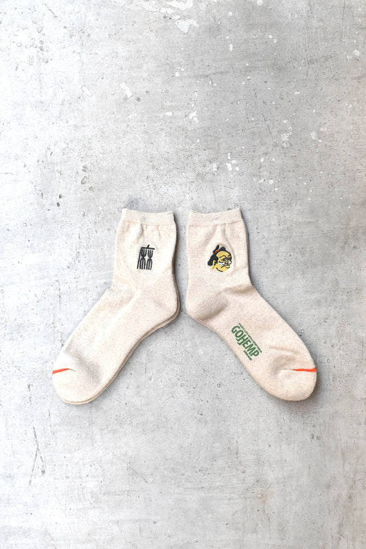 「GOHEMP」japonism emb quarter socks