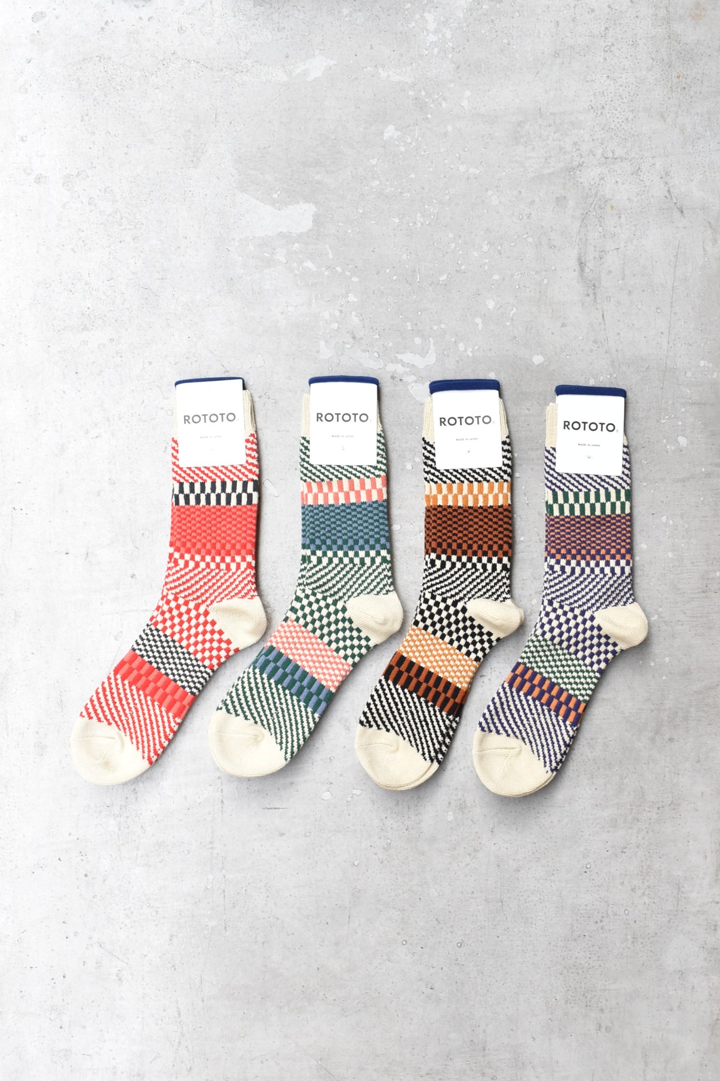 「ROTOTO」check & step socks