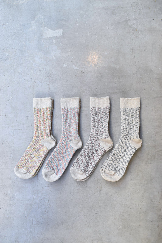 "ROTOTO" kasuri ribbed crew socks 