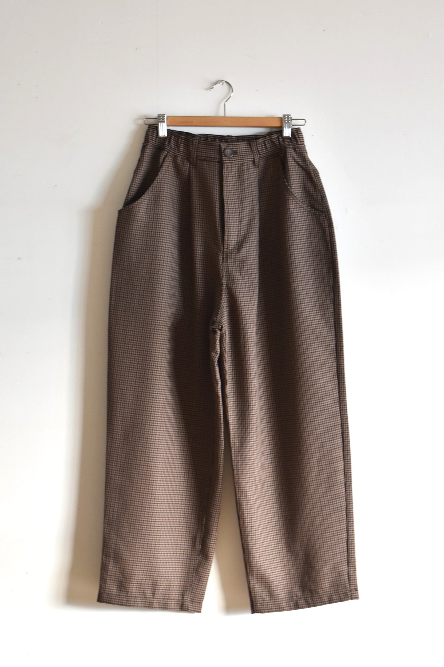 「hunch」houndstoos check wide pants -brown-