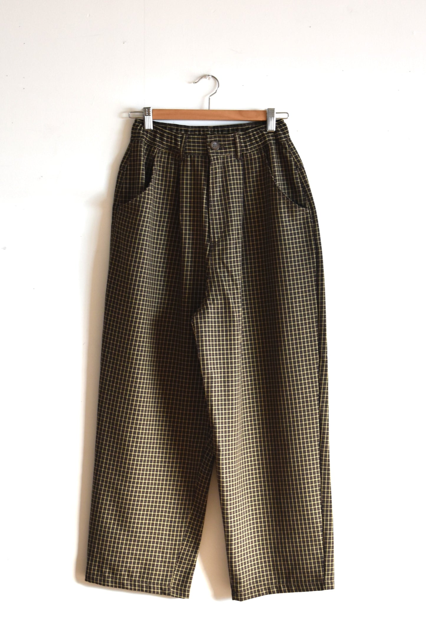 「hunch」houndstoos check wide pants -black-