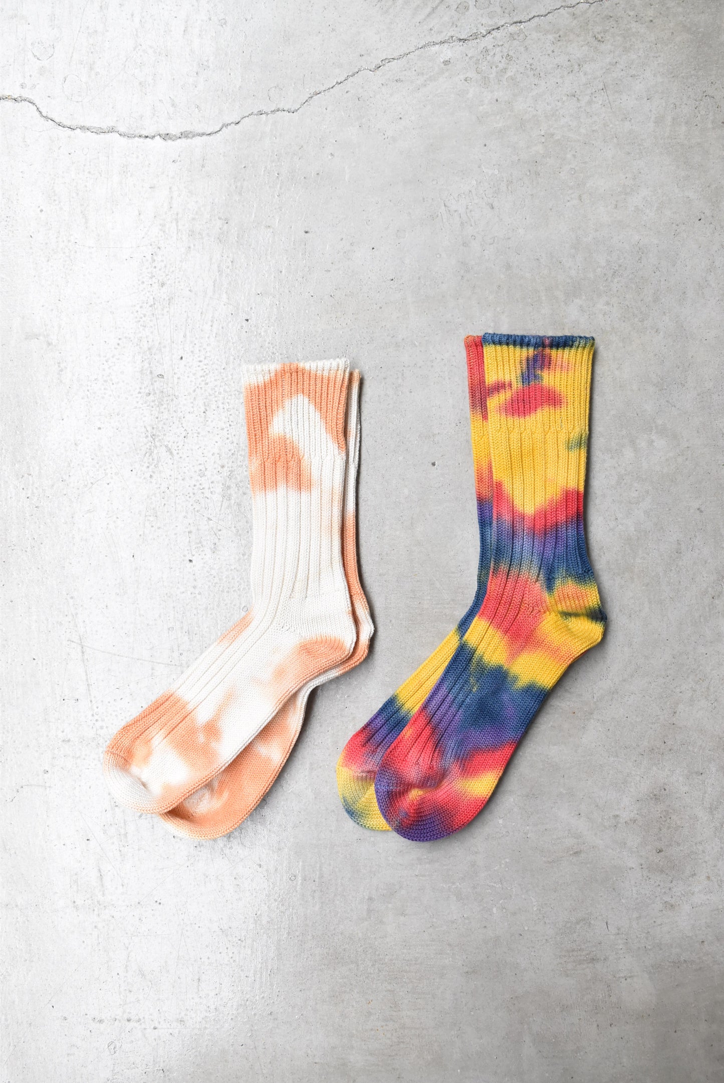 「ROTOTO」chunky ribbed crew socks "tiedye"