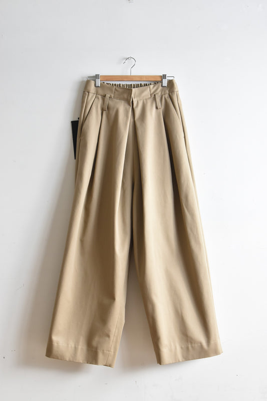 「leh」wrap wide slacks -beige-