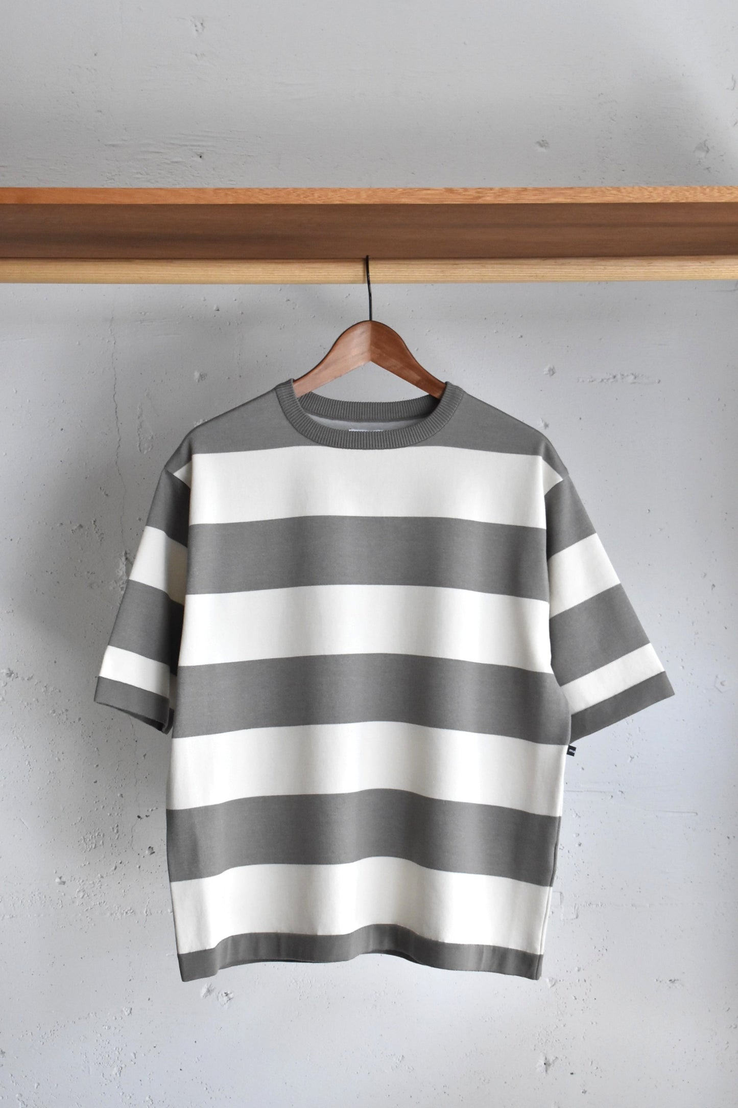 「maillot」wide border half sleeve-Tee -gray/silver-