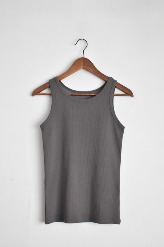 「hunch」rib tank top -charcoal-