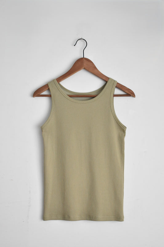 「hunch」rib tank top -khaki beige-