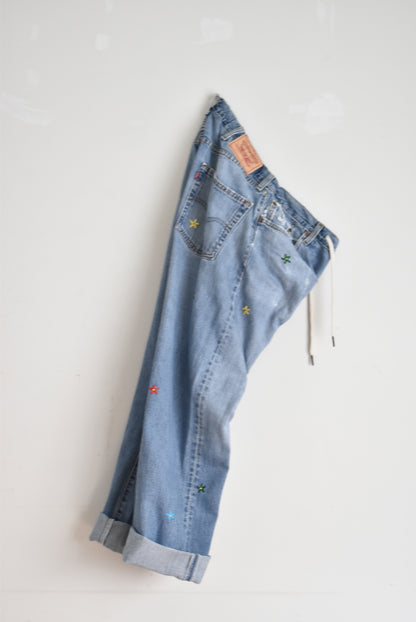 「Mr.remakeman」flower embroidery denim  #3