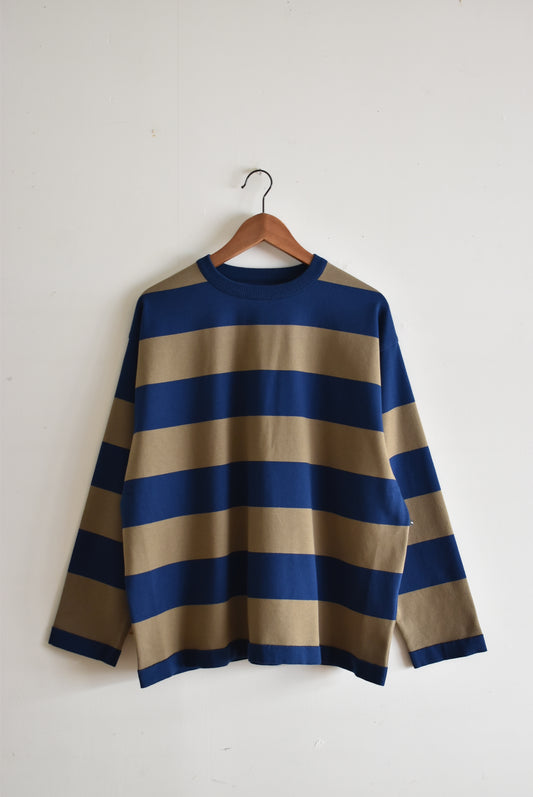 「maillot」wide border long T -navy/khaki-