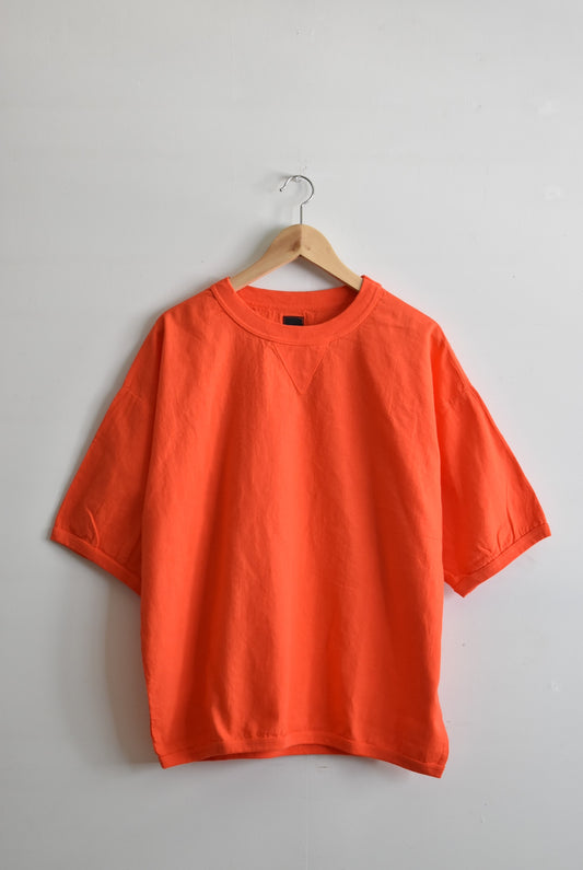 「maillot」linen rich big shirt-Tee -orange red-