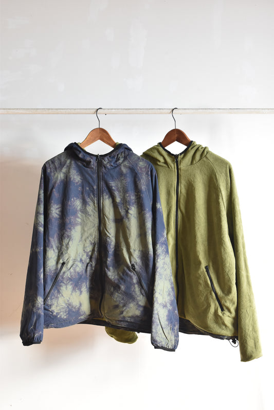 「javara」reversible micro fleece jacket -olive/purple-