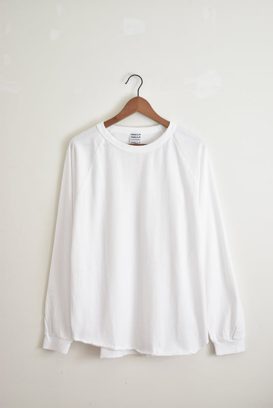 「walla walla sport」L/S loose baseball tee -white-