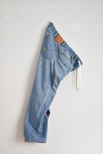 「Mr.remakeman」flower embroidery denim  #4