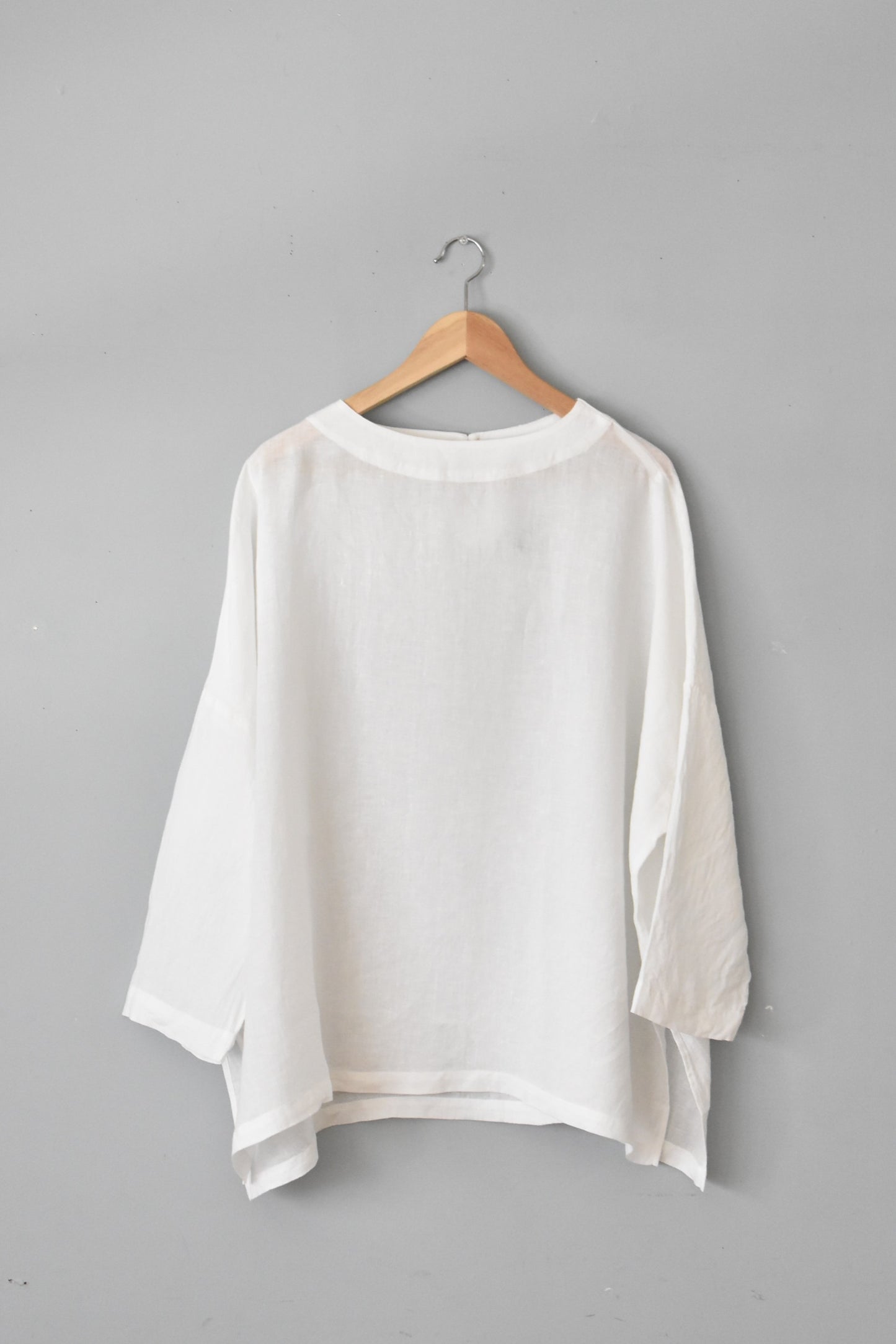 「maillot」french linen boat neck shirt-Tee -white-