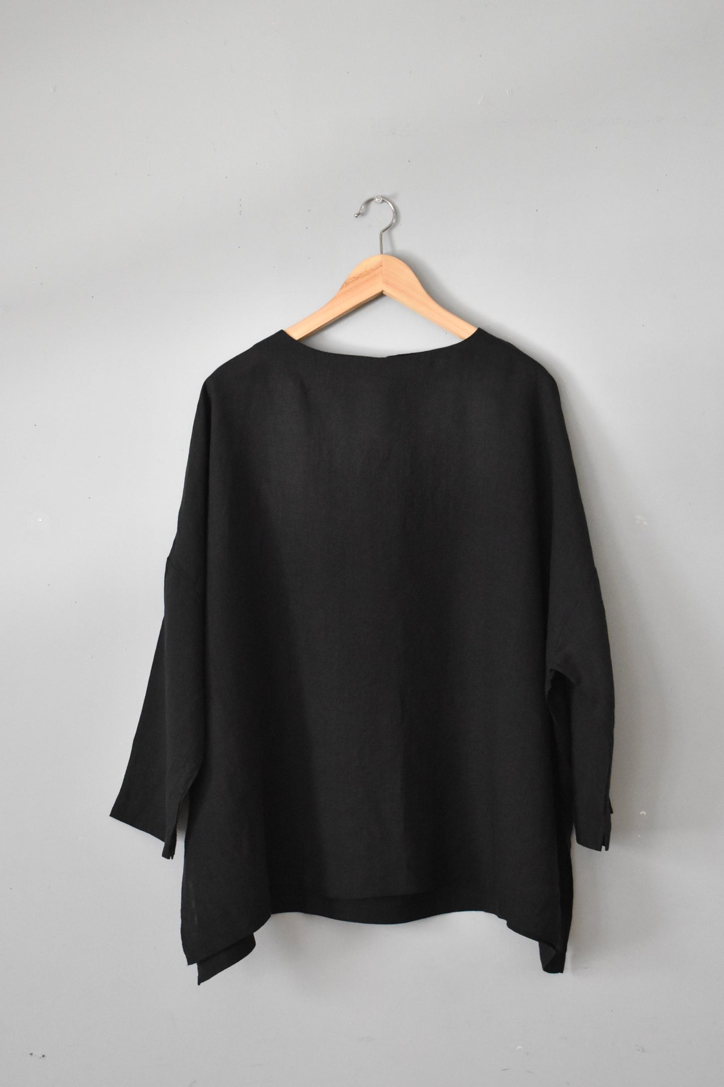 「maillot」french linen boat neck shirt-Tee -black-