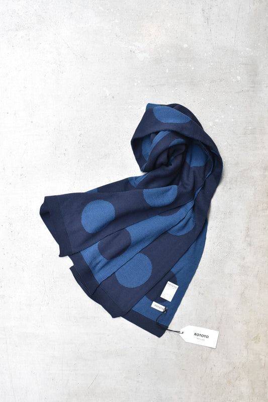 「ROTOTO」porthole cotton shawl muffler -navy-
